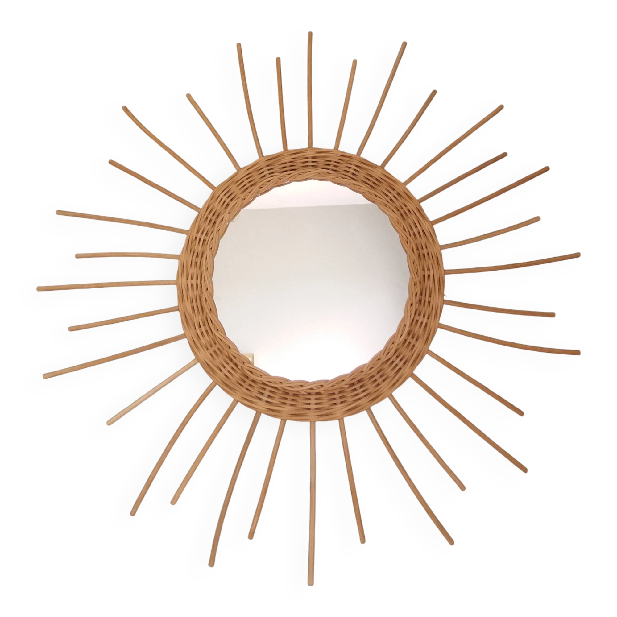 Miroir soleil rond en rotin osier