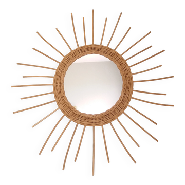 Miroir soleil rond en rotin osier