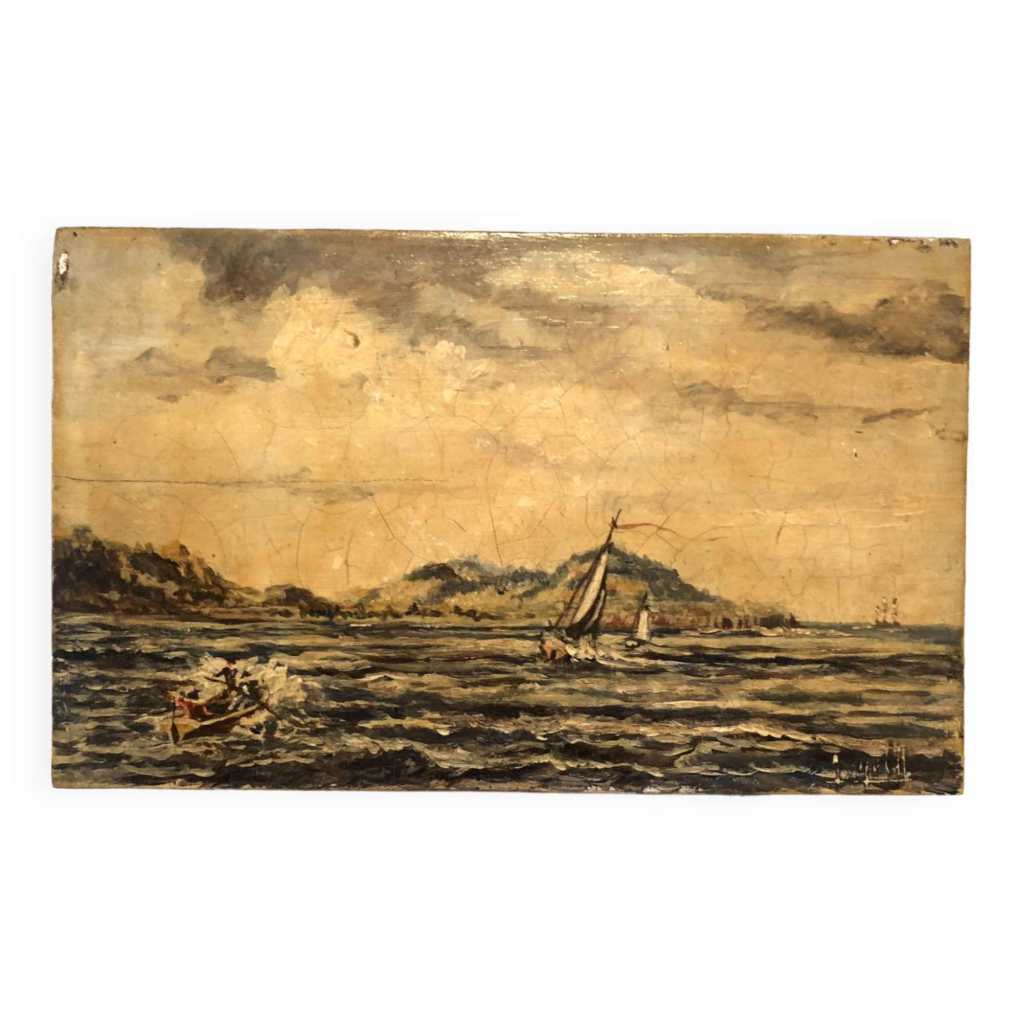 Marine Painting Oil on Wood