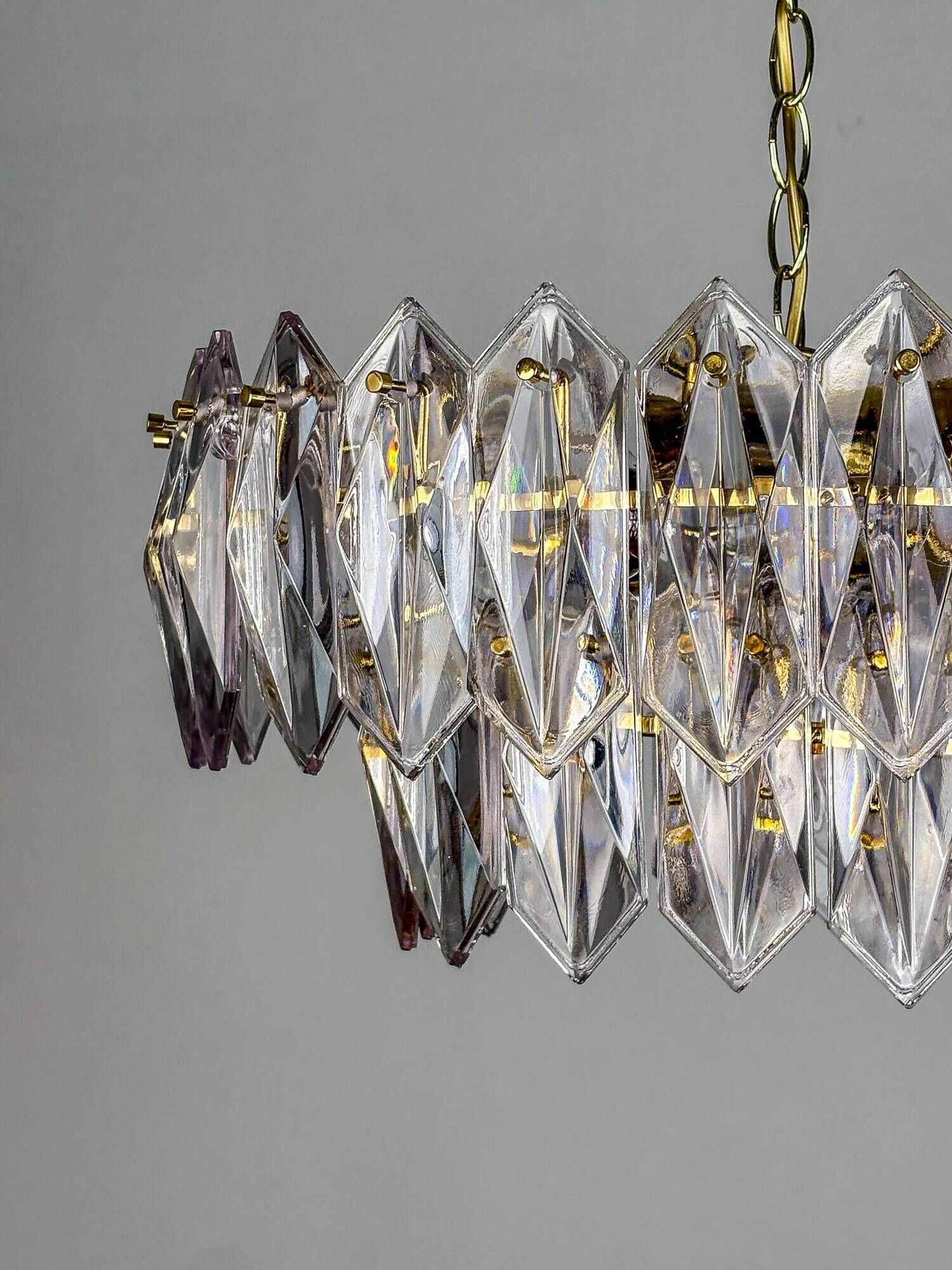 JT Kalmar chandelier, cut glass, 2 levels, Austria, 1970s
