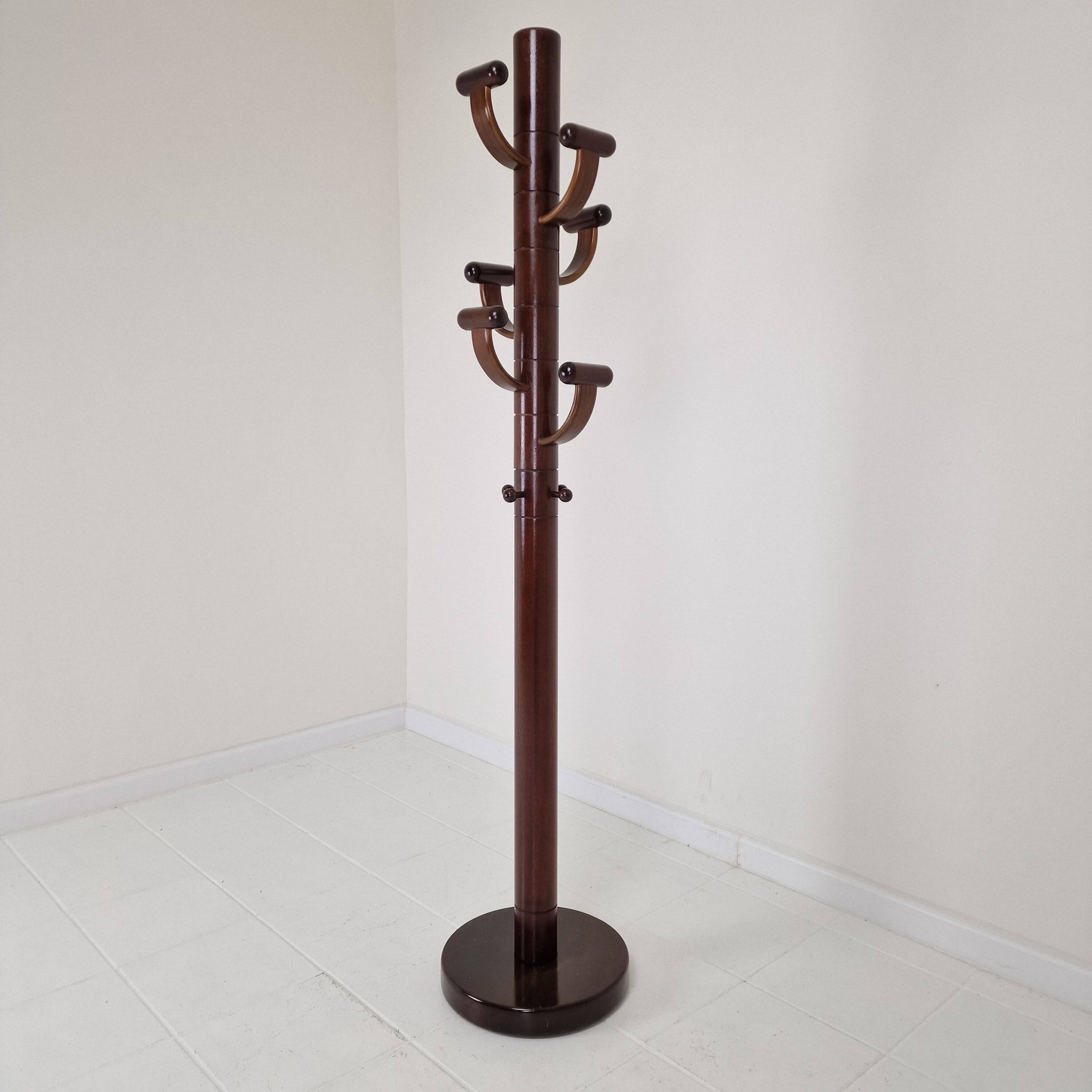 Italian Teak Wooden Coat Rack, 1980s