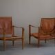 Kaare Klint, a pair of Safari chairs in ash and leather, Rud. Rasmussen, 1960s.
