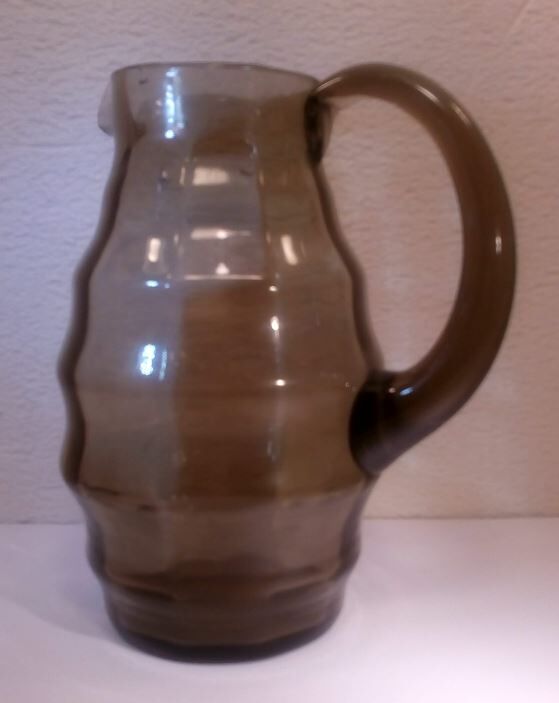 Blown glass pitcher, smoked "Art-déco"