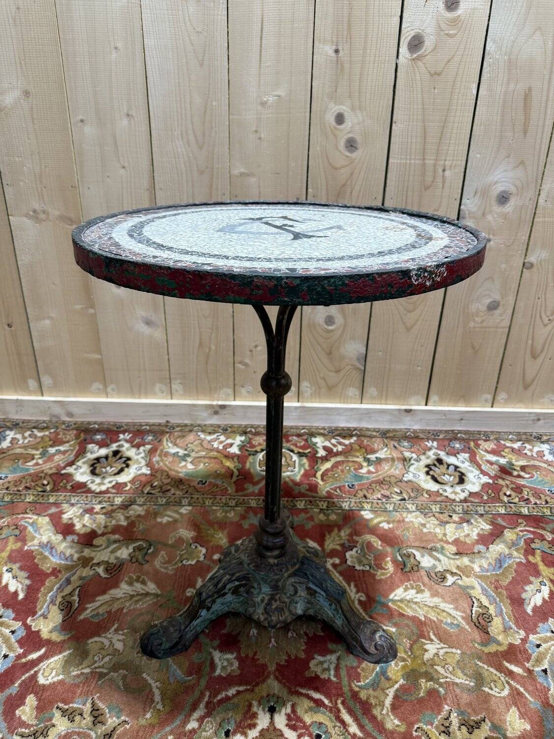 Table - Bistro side table with cast iron base and mosaic