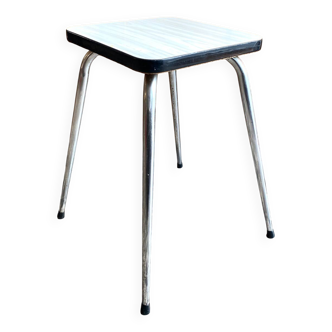 Tabouret carré Formica blanc