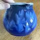 Navy Blue and White German Pitcher Made in Rügen, Drip Glaze Pottery