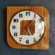 Vintage formica clock square silent wall pendulum "Jaz white wood"