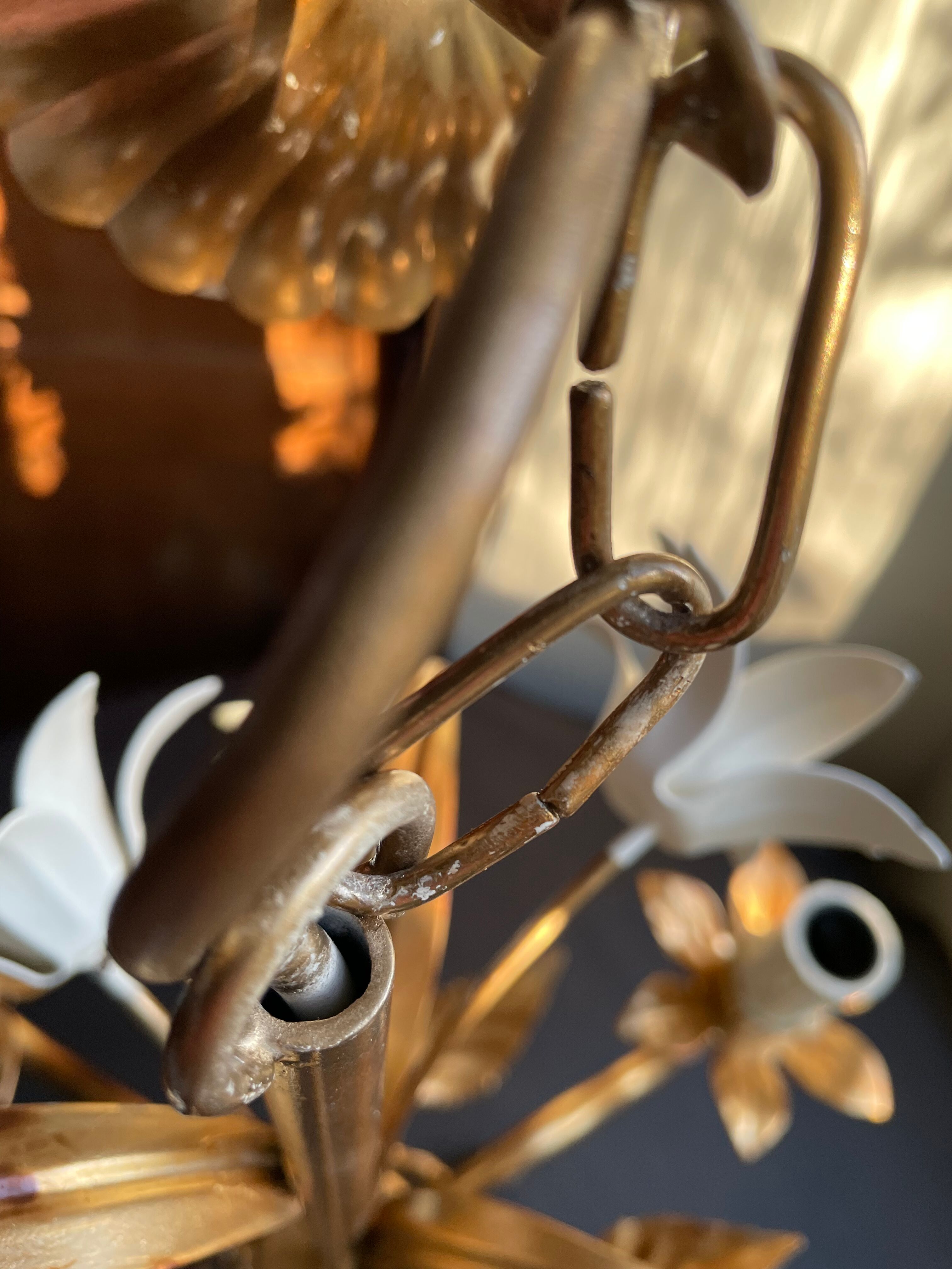 Lustre métal fleurs 3 feux