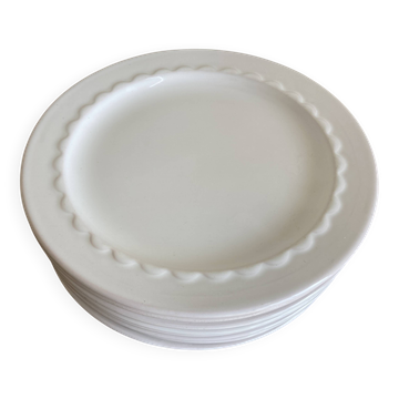 Set of 8 Festons flat plates by Pierre Motton for Gien 1970