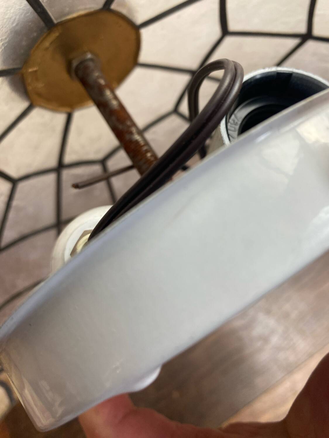 Ceiling light in mother-of-pearl and brass