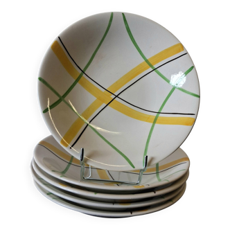 5 deep plates from Gien model "Sarabande" in good condition.