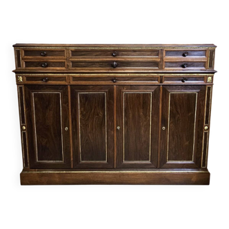 Sideboard in rosewood in the Charles X style, of fine cabinetmaking quality.