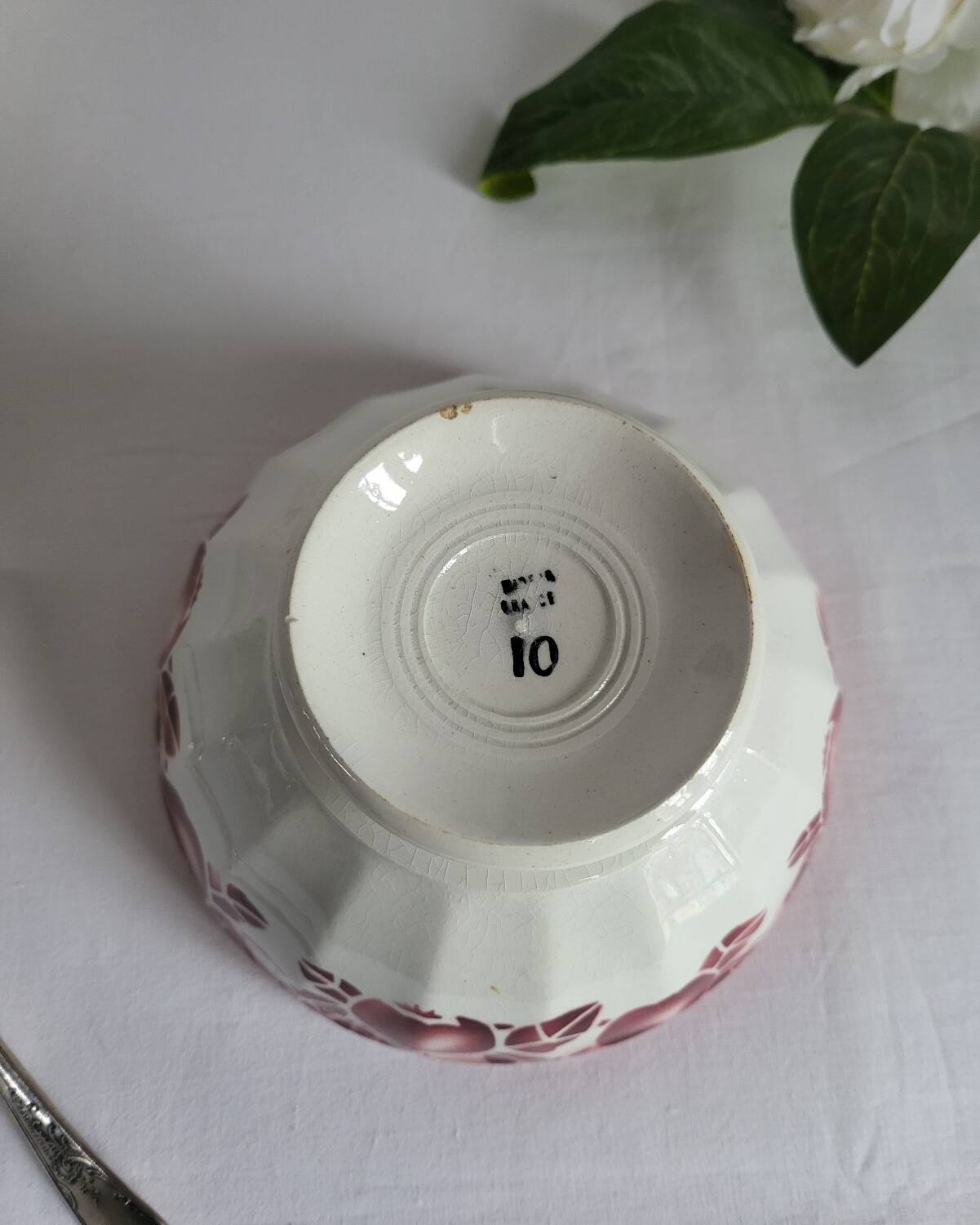 Antique faceted earthenware bowl, Digoin Badonviller