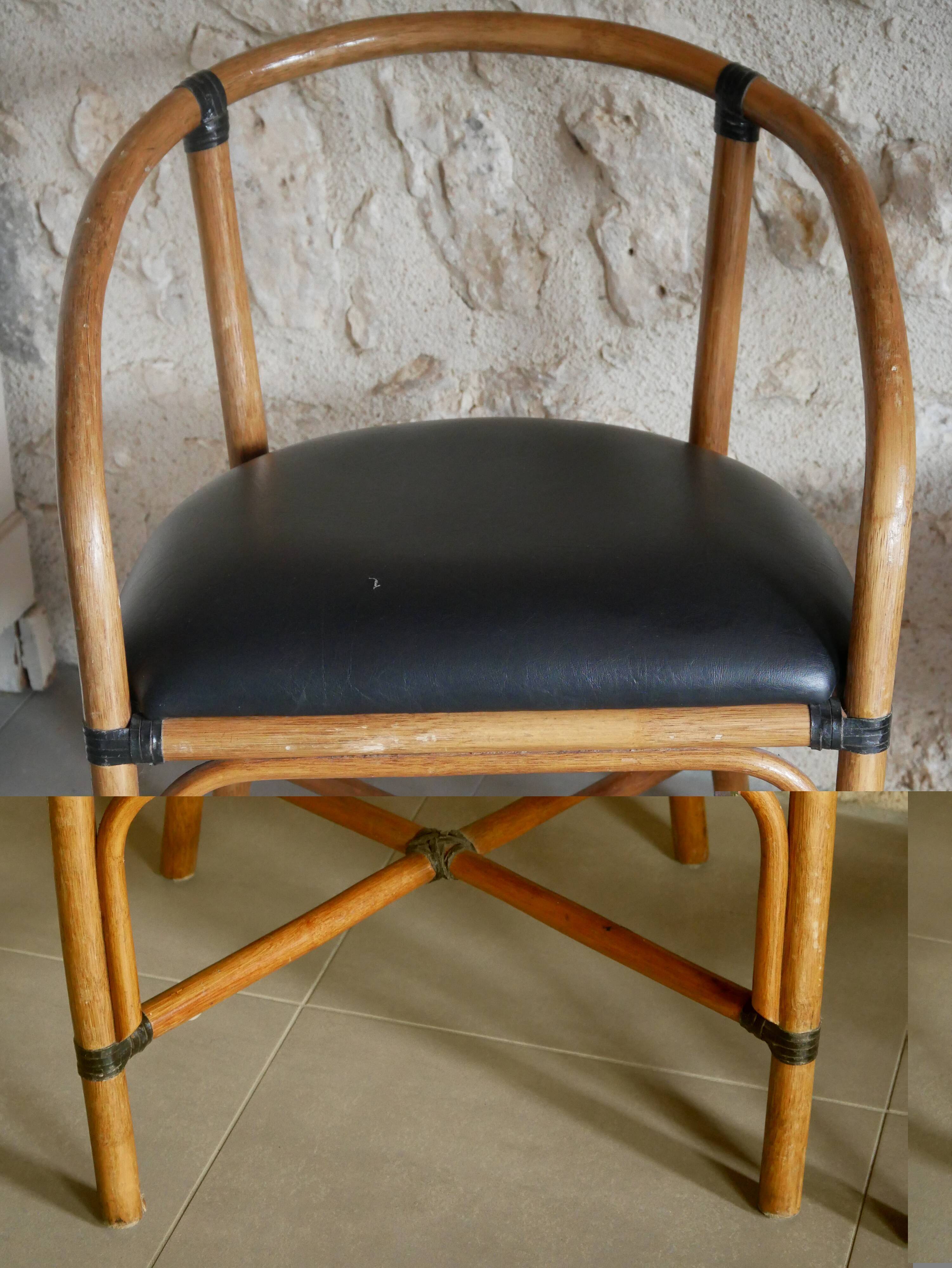 Chaises rotin assise simili cuir
