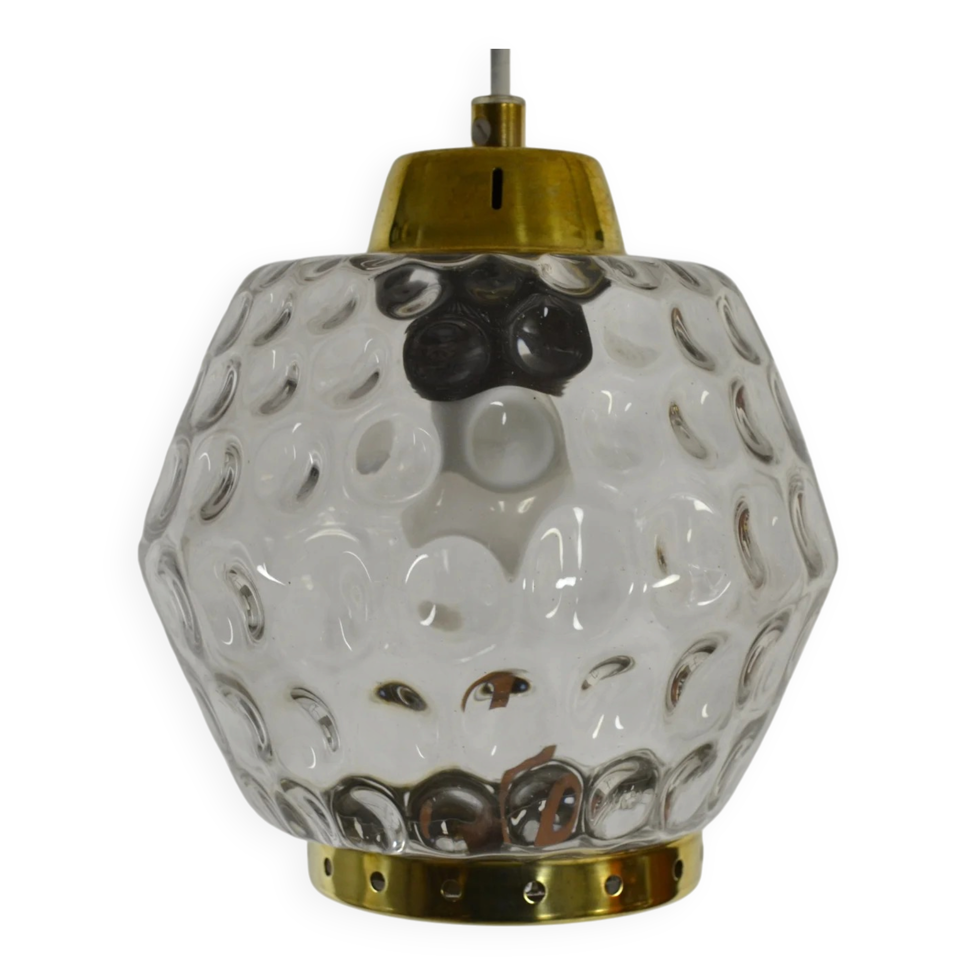 Glass and Brass Pendant Lamp, 1960s, Sweden