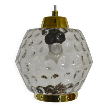 Glass and Brass Pendant Lamp, 1960s, Sweden