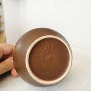 Vintage KIL Yugoslavia Pottery Vase: Brown, Turquoise & Red Rim, 1970s