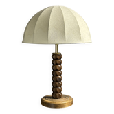 Midcentury brutalist wood turned mushroom table lamp, Charles Dudouyt style