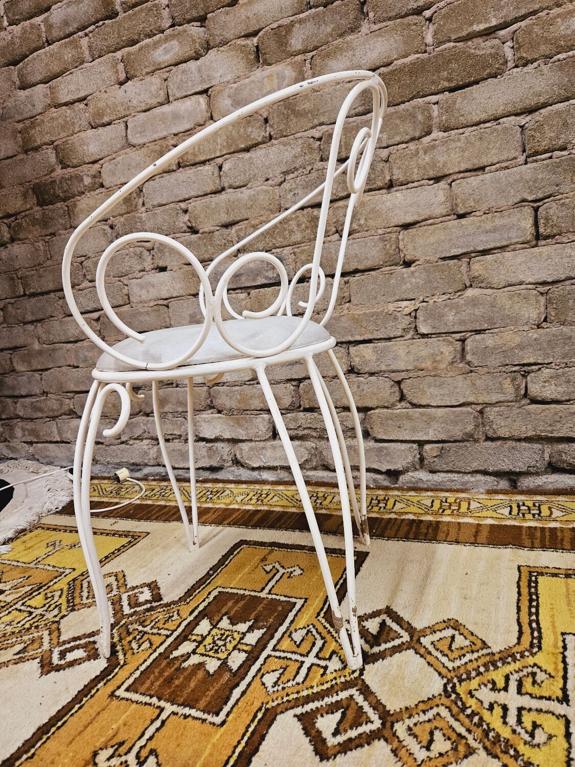 Garden armchair or terrace wrought iron white Montmartre style 60 year