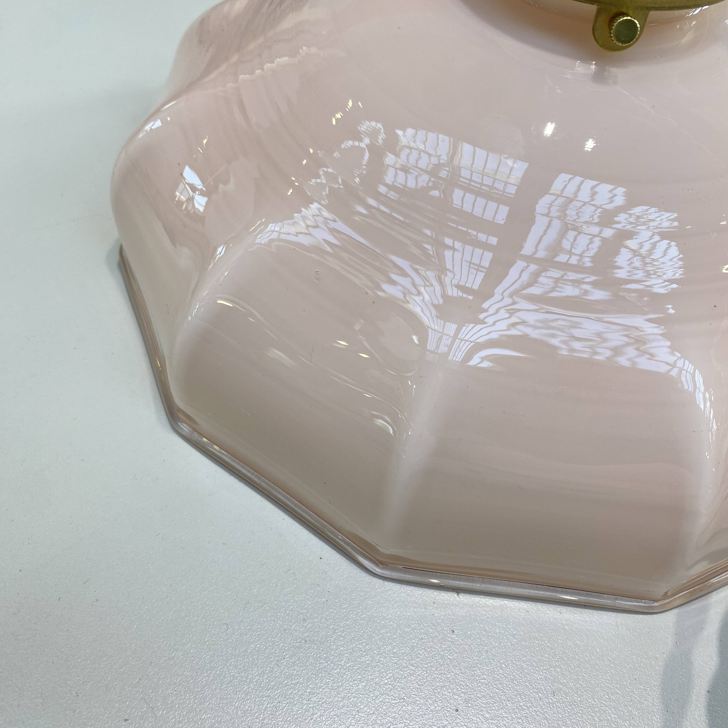 Pair of pale pink opaline pendant lights