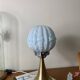 Vintage Art Deco modernist lamp with blue opaline glass and brass.