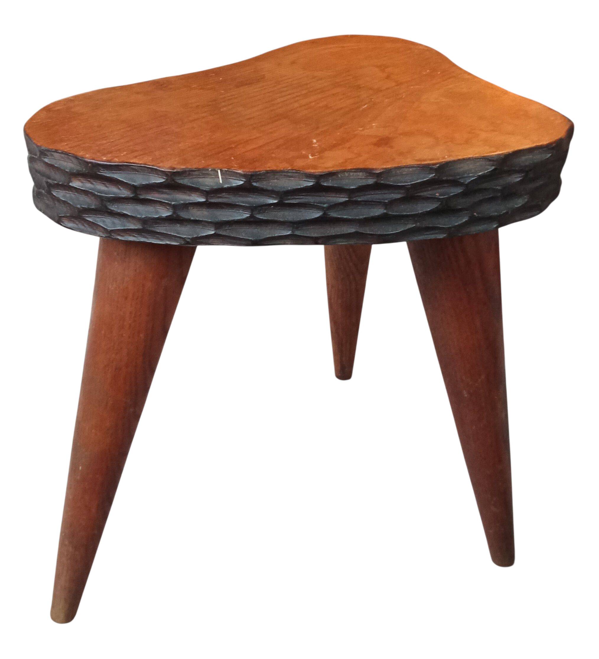 Antique Brutalist tripod stool
