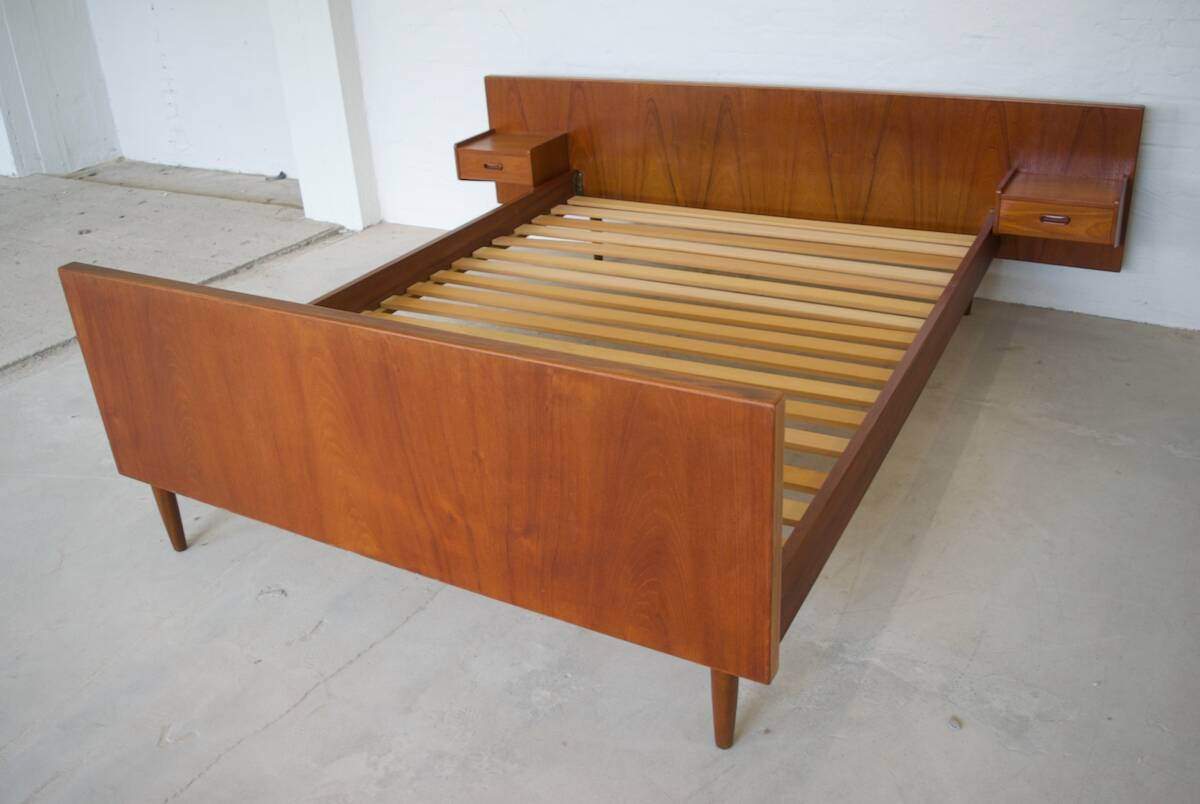 Danish Vintage Teak 'Floating' Bed, 1960s.