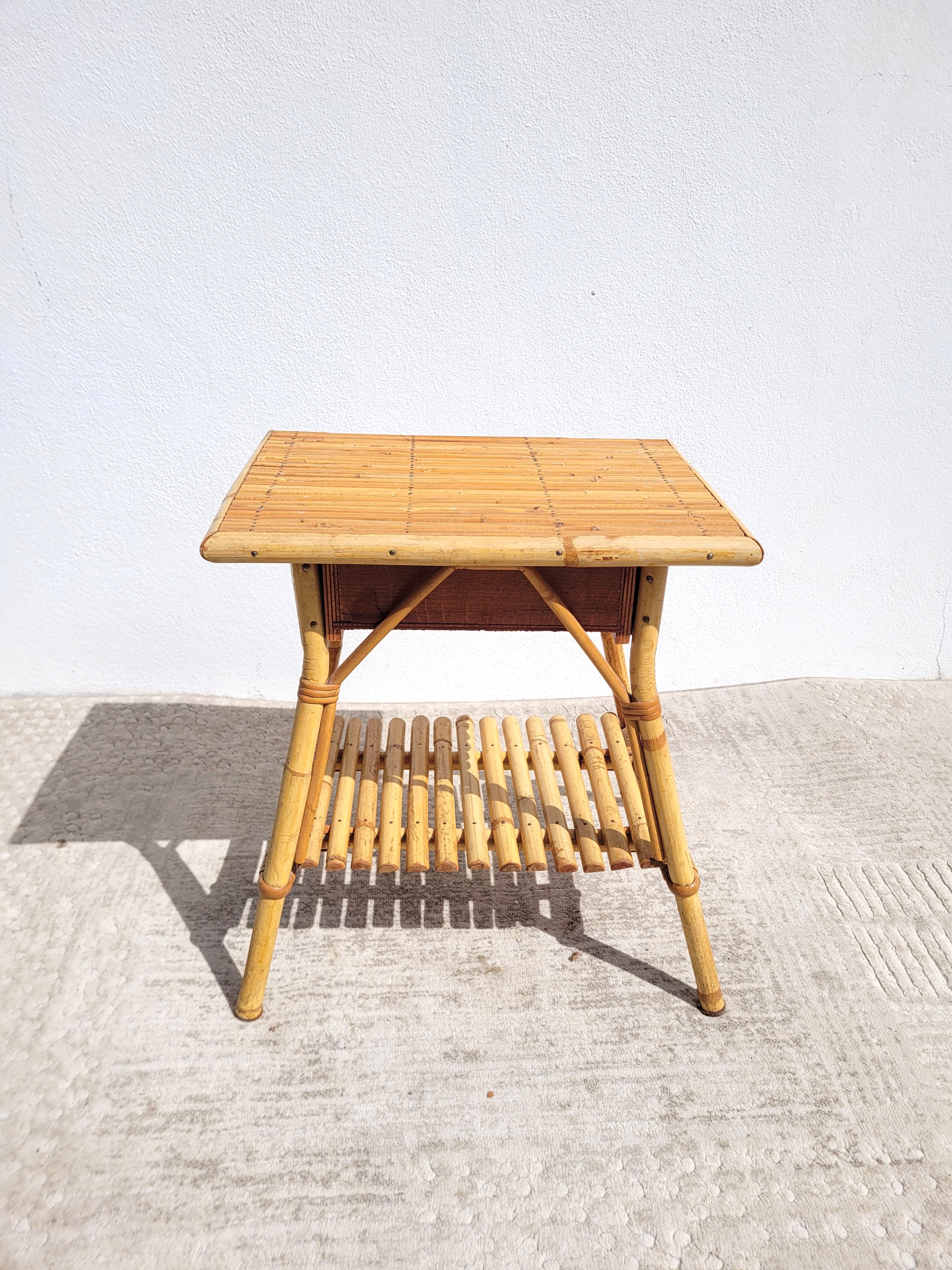 Rattan bedside or side table 1960