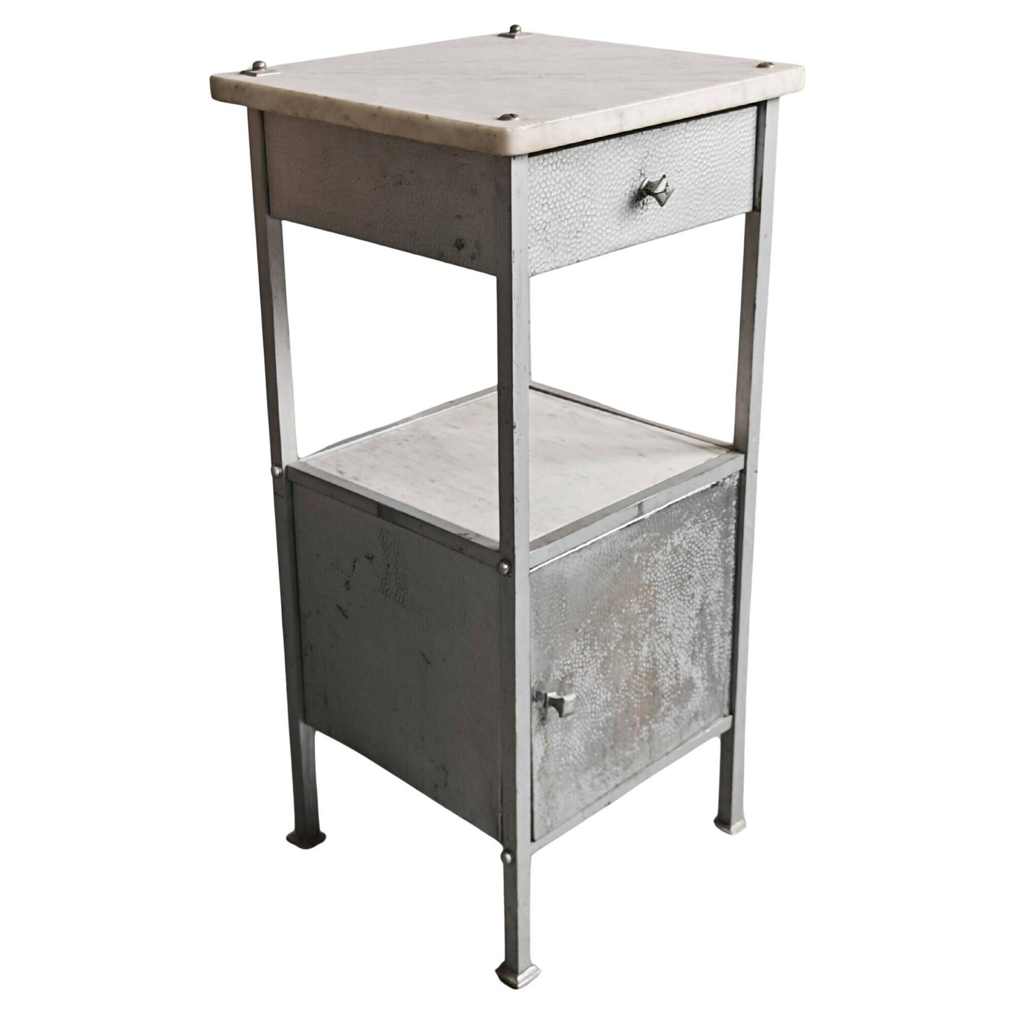 Secessionist furniture in marble and nickel-plated brass