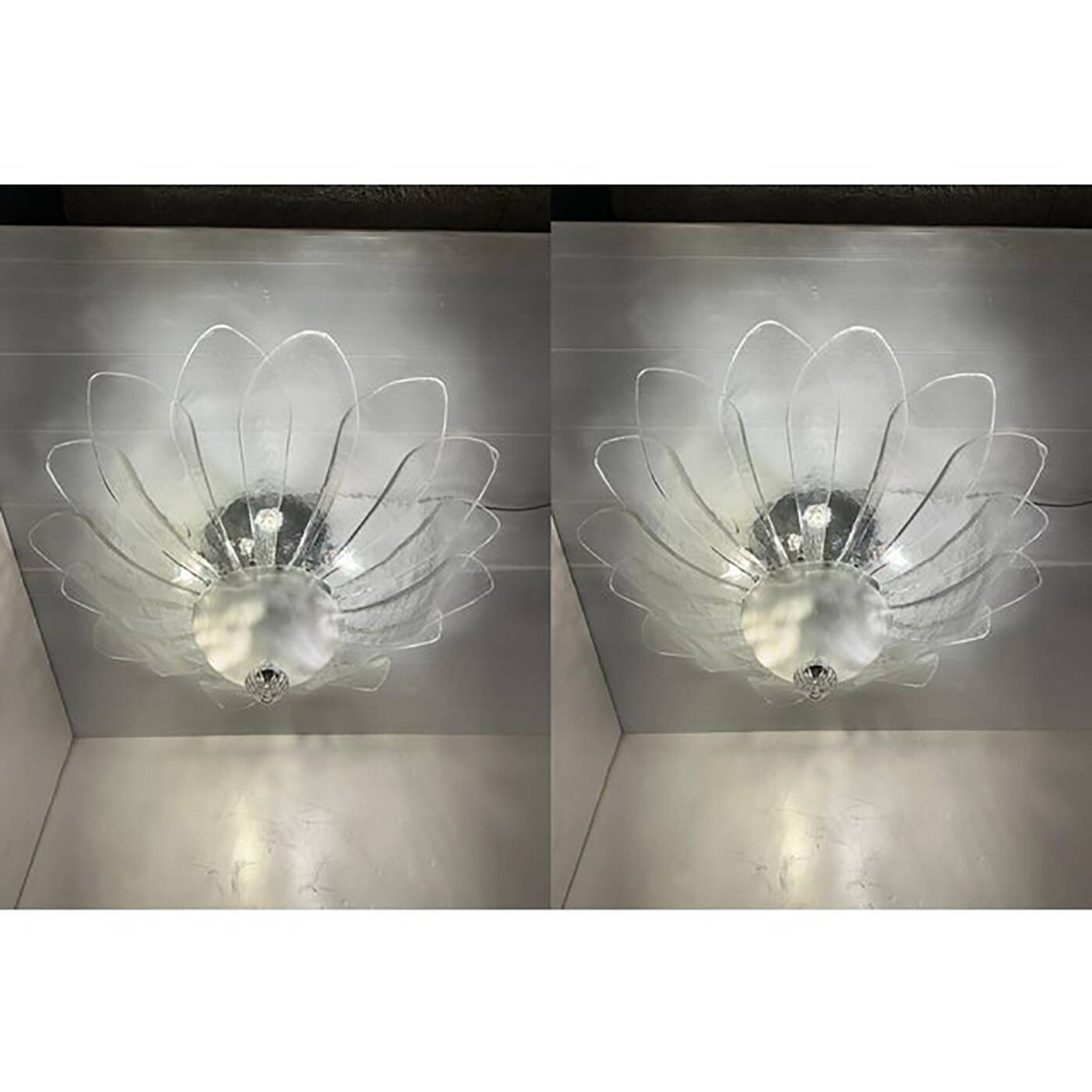 Lot of 2 Murano Style Glass Sputnik Chandelier Flush Mount, Mazzega Zuccher