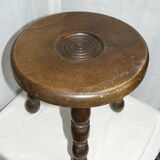 Vintage turned wood tripod stool 1950-60