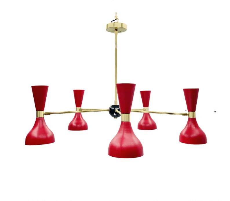 5 Arms Mid Century Sputnik Chandelier Diabolo Stilnovo Style, Modern Chandelier Ceiling Lamp Light