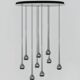 Lustre falling sun water argenté à 9 pendules de tobias grau