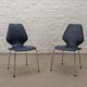 Set of Four Vintage Kitchen Chairs, Night Blue Leatherette with Chrome. 60s