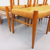 Set of 6 vintage teak Danish rope chairs Gessef Consorzio Sedie Friuli
