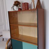 Display cabinet, restored Scandinavian-style teak bookcase, 1950s