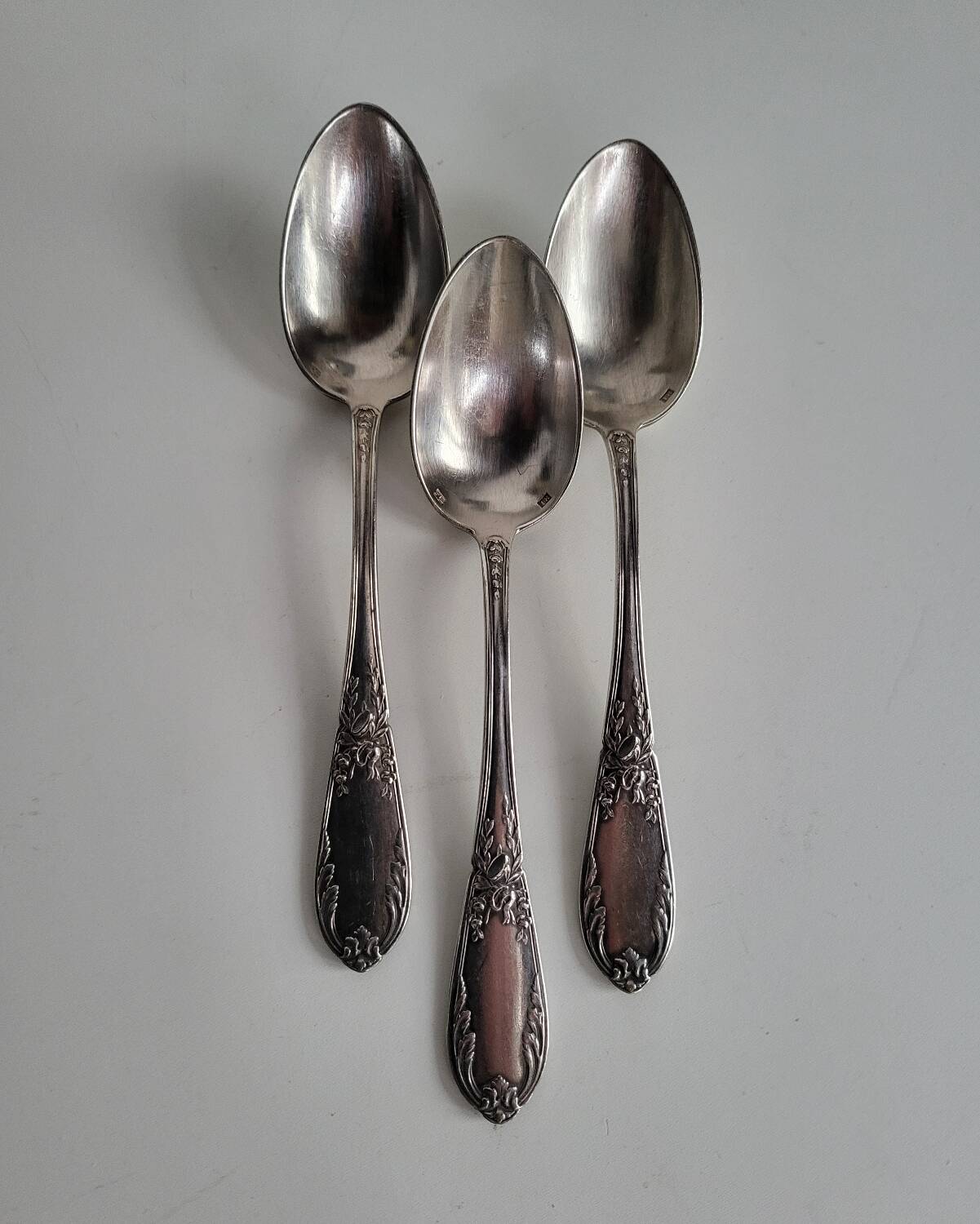 3 Small Silver Metal Dessert Spoons