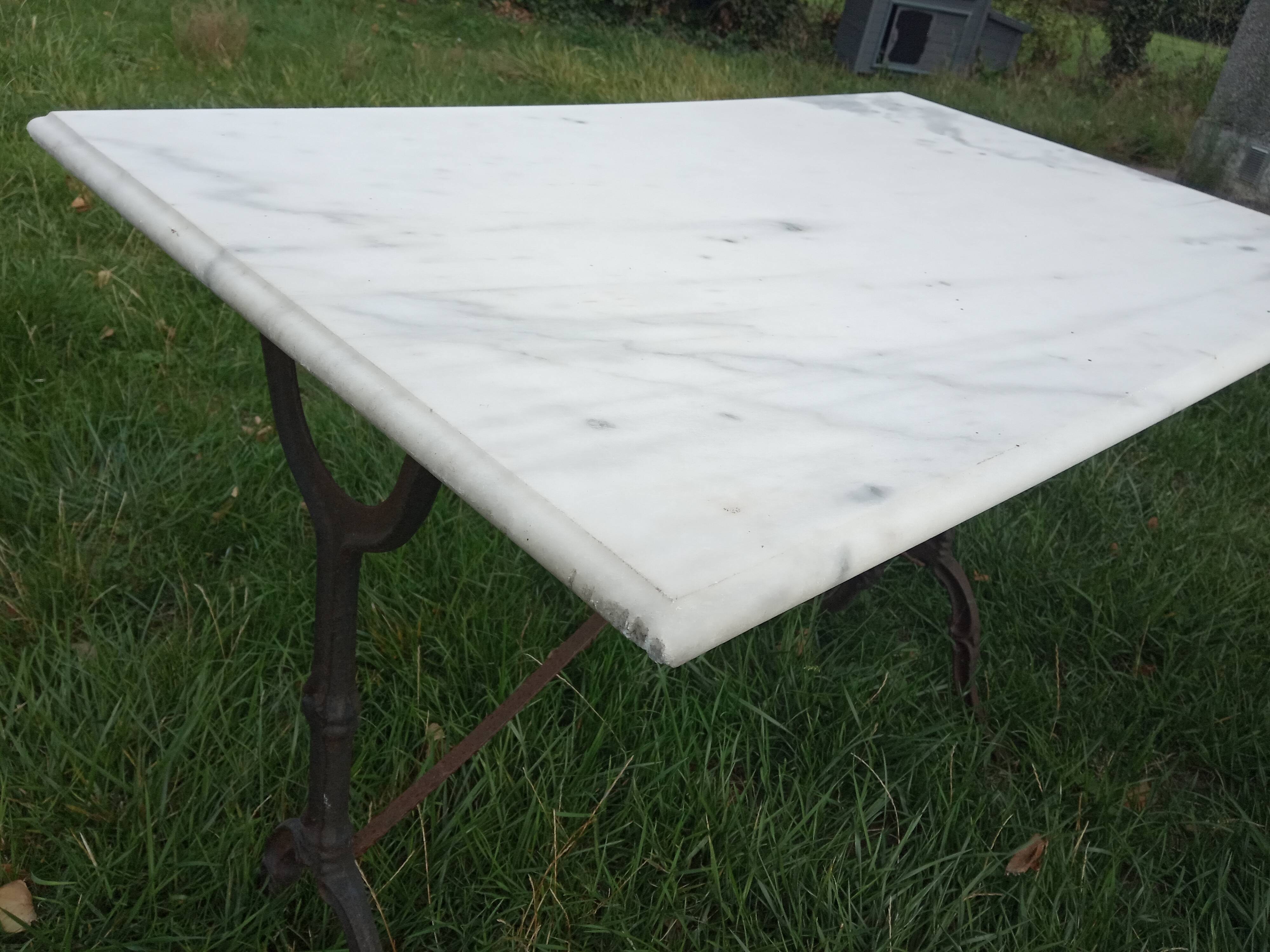 Marble and cast iron bistro table