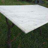 Marble and cast iron bistro table