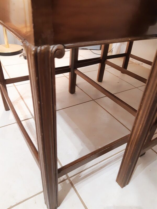 3 30s mahogany pull-out tables in their juice