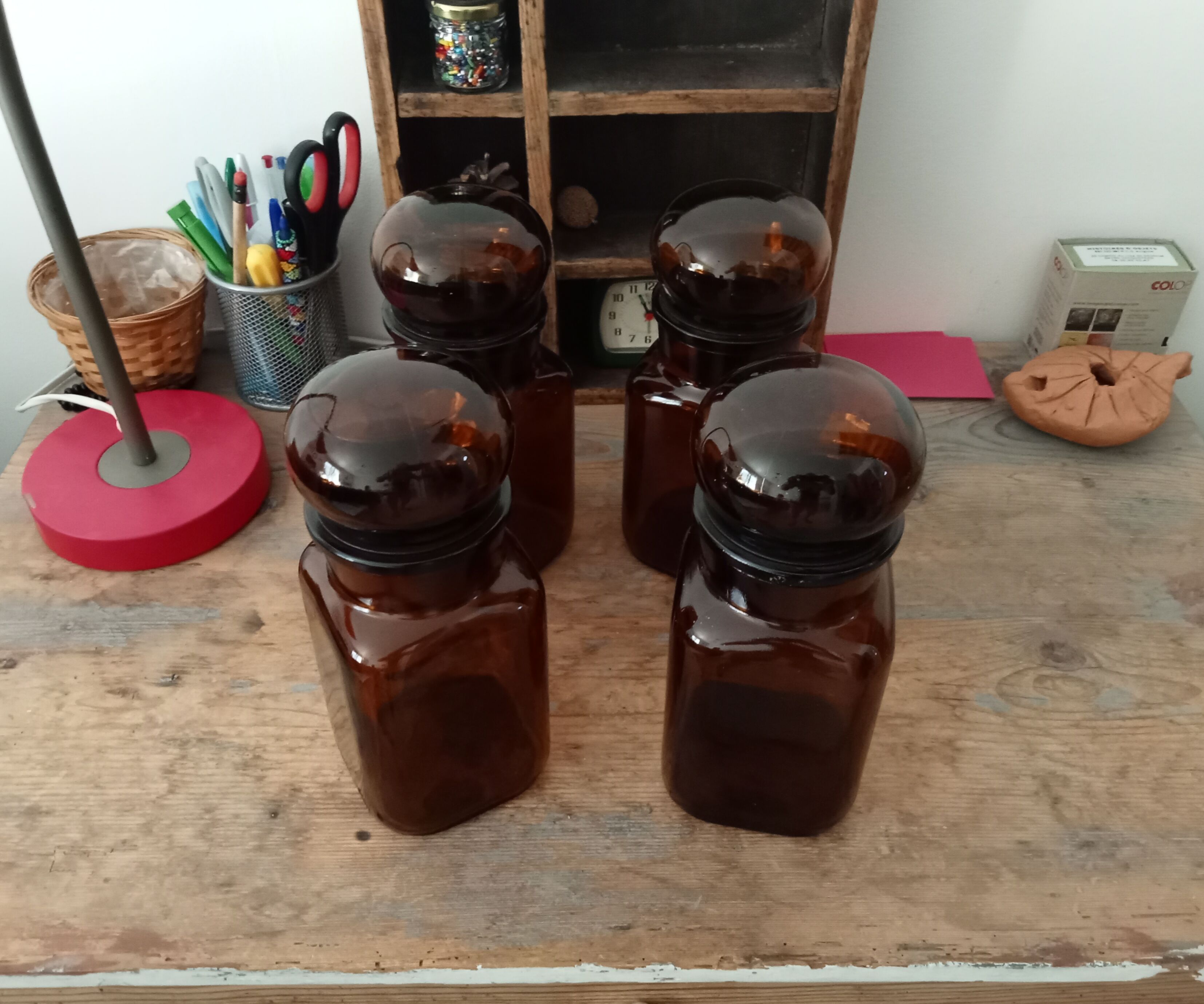 Set of 4 vintage jars 70s
