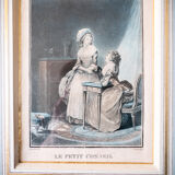 Framed engraving "Le petit conseil" by Janinet