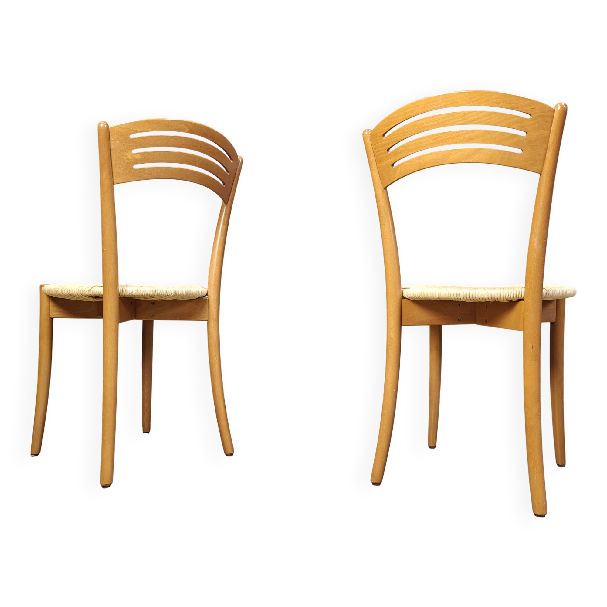 Vintage italian bistro and papercord dining chairs, 1980s
