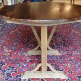 Table vigneronne en bois naturel de noyer diamètre 101 cm