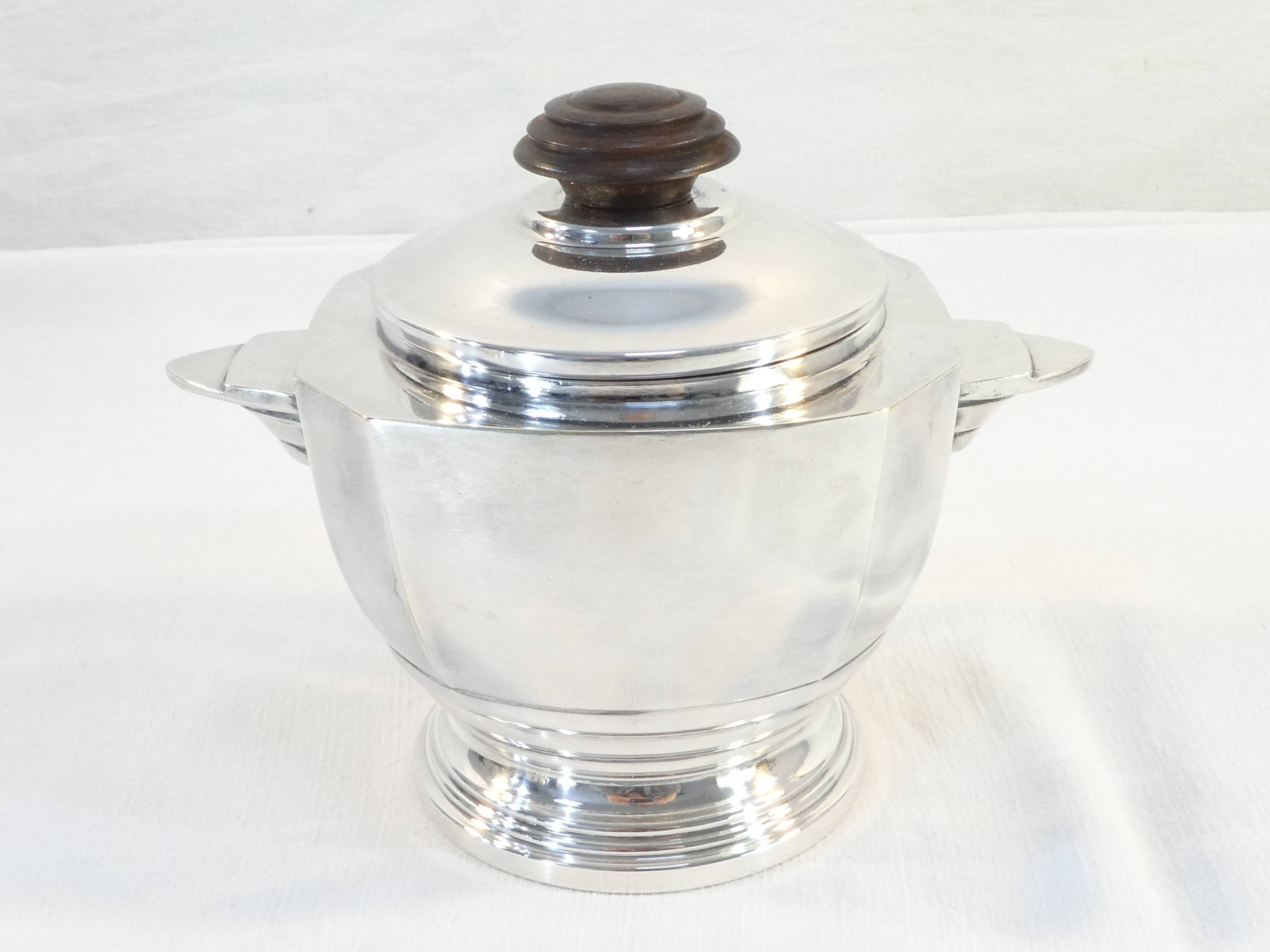 Silver metal coffee / tea service art deco 3 pieces