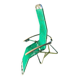 Ancienne chaise longue transat scoubidou
