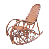 Rocking chair rattan and bamboo with caning