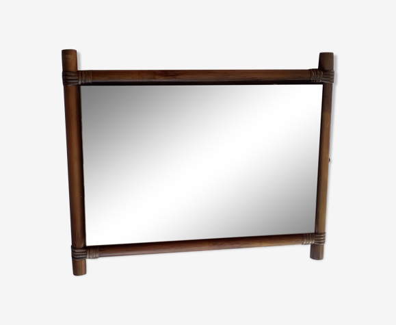 Miroir avec tour bois et osier