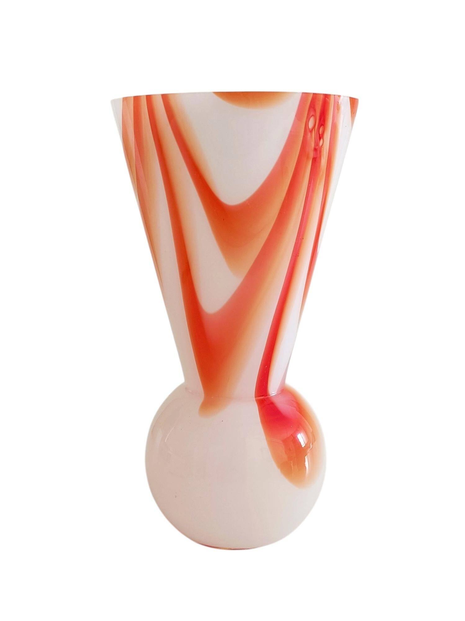 Carlo Moretti Murano Glass Vase, Marbled Decor, Italy, 1960s