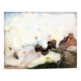 Painting by LINSYER Th (19th-20th century) Landscape of the Marne near Lagny